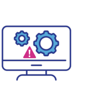 screen with alert triangle