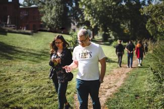 two people walking