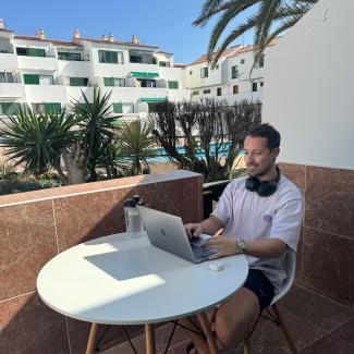 man working on laptop