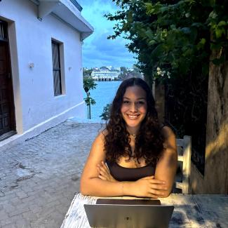 woman working on a laptop